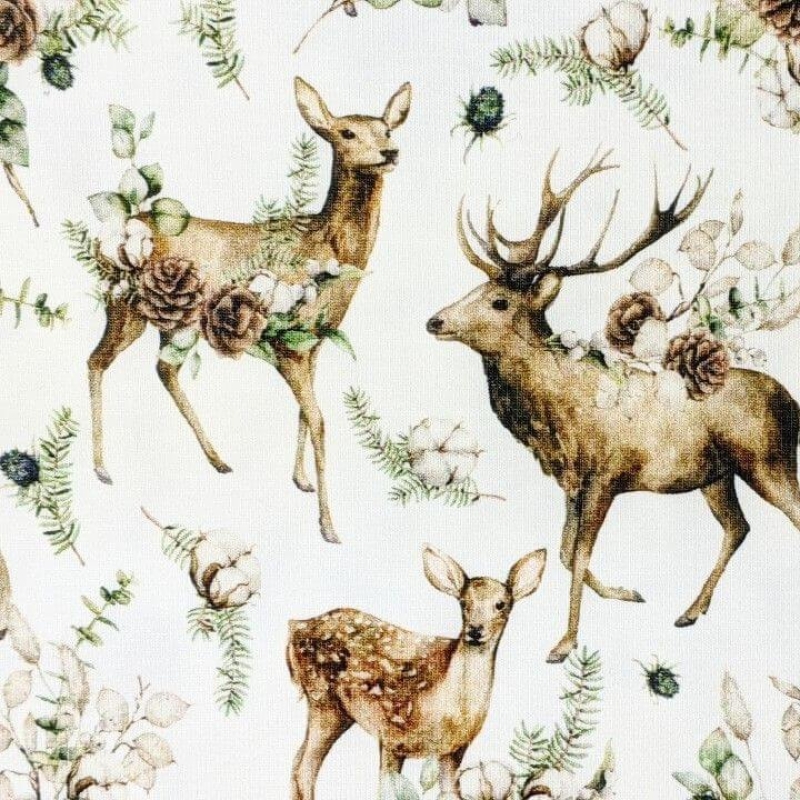 Digiprint cotton jersey deer with cones