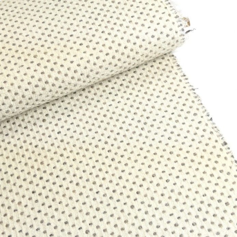 Luxurious tweed natural white beige spotted