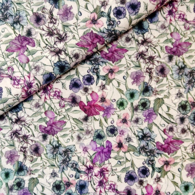  linane kangas roosad lilled (stonewash)