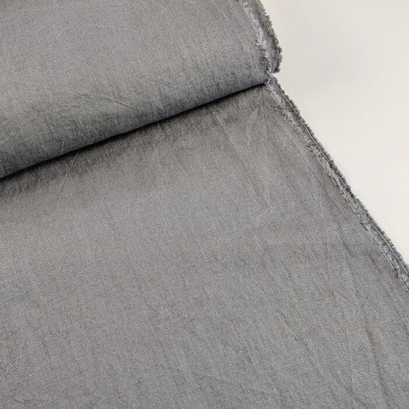 Linen fabric cold dark gray (stonewash)