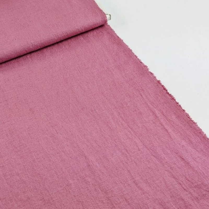 Linen fabric pink (stonewash)