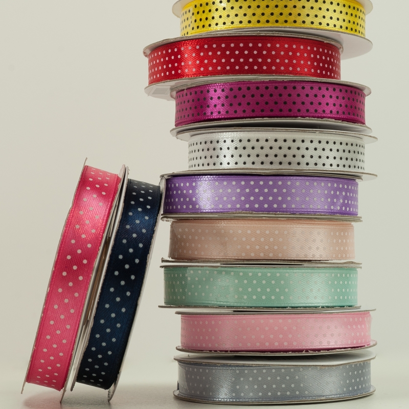 Spotted satin ribbon (12 mm)