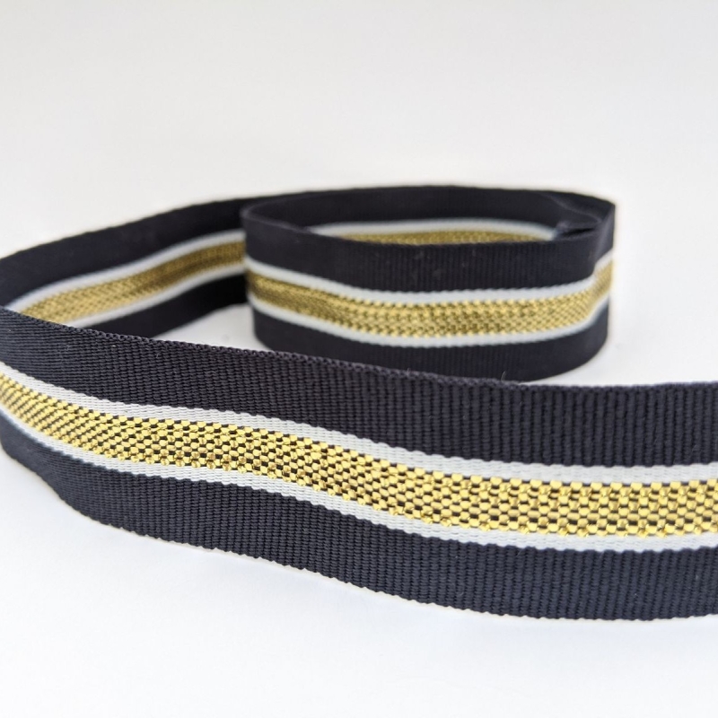 Tab ribbon with a black-blue gold stripe