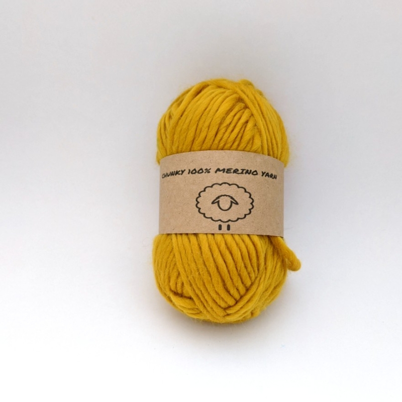 Merino wool yarn ocher yellow (chunky)